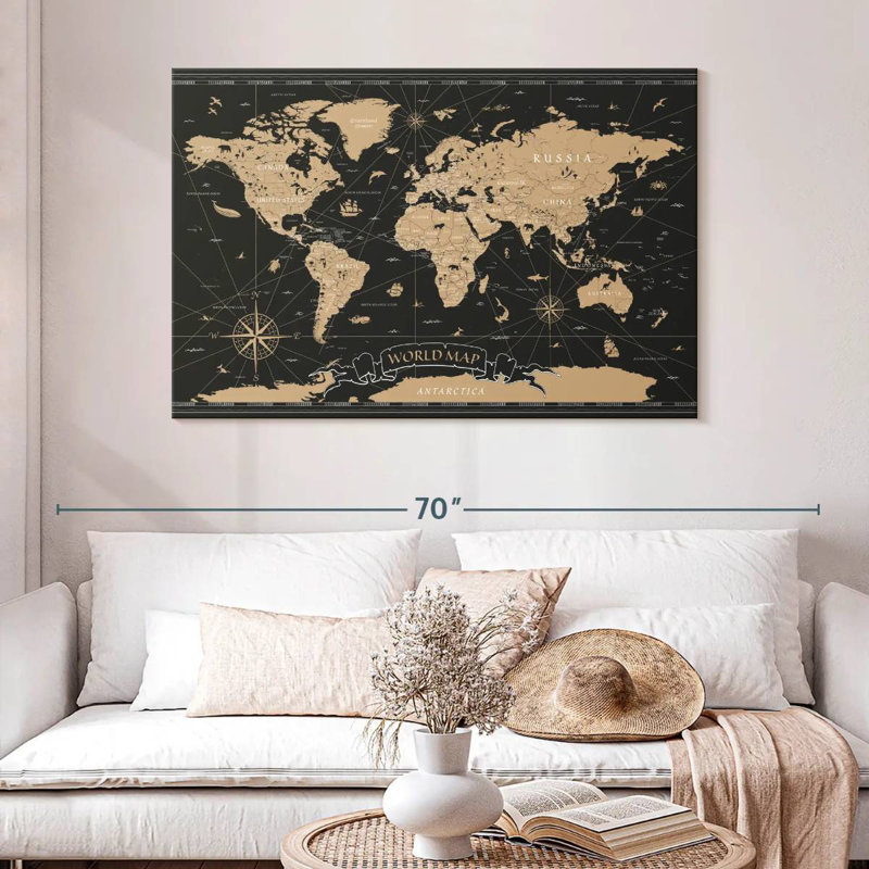 Aliaz Grand World Map, 32" H x 48" W