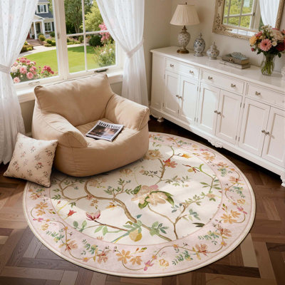 Chinoiserie Vintage Floral Rug Washable Non-slip