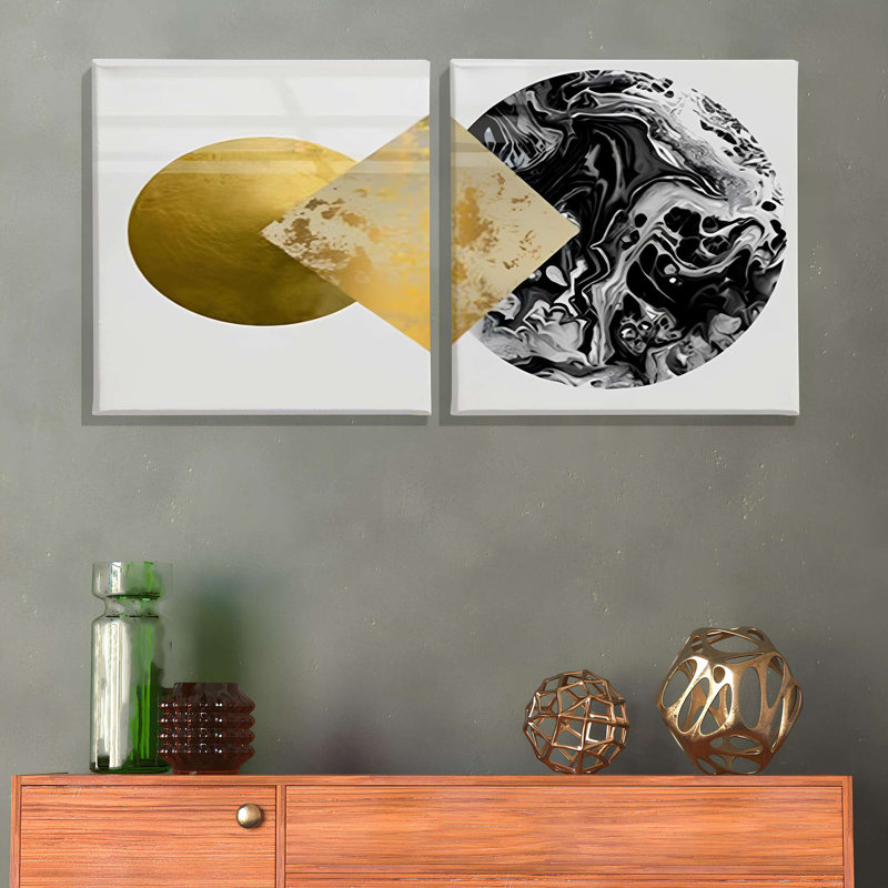 Élégantes toiles décoratives (2 pièces) de 15,8 po x 15,8 po chacune | 100% toile avec cadre 100% bois | Parfait pour la décoration de salon ou de chambre à coucher, art accrocheur pour les espaces modernes