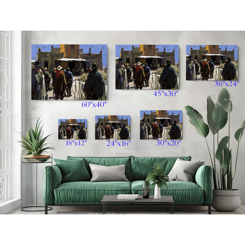Reproduction d'art sur toile Wild West Cowboys, décoration murale moderne pour la maison et le bureau, H 16 po x l 24 po