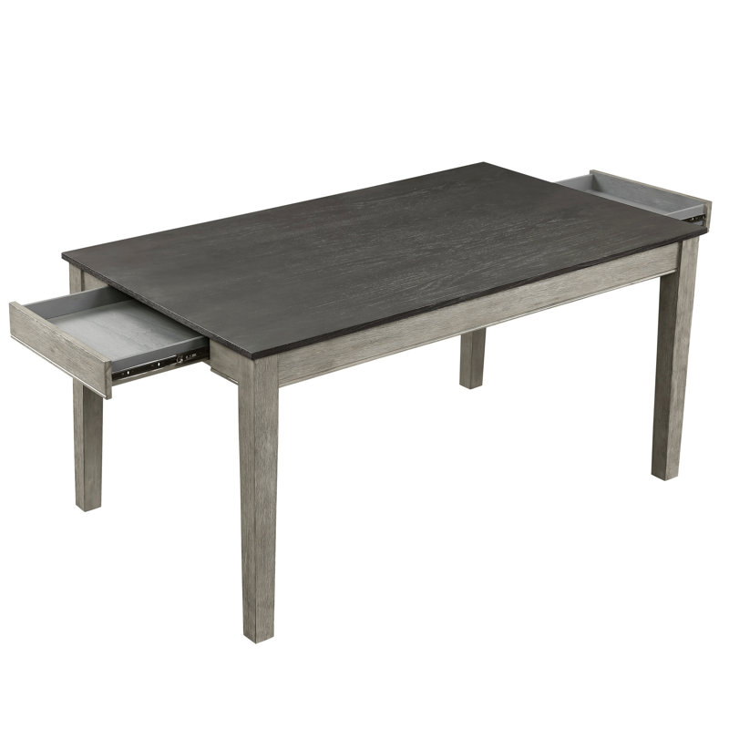 6 tables de salle à manger décontractées, table rectangulaire grise, banc et 4 chaises d'appoint, placage de chêne
