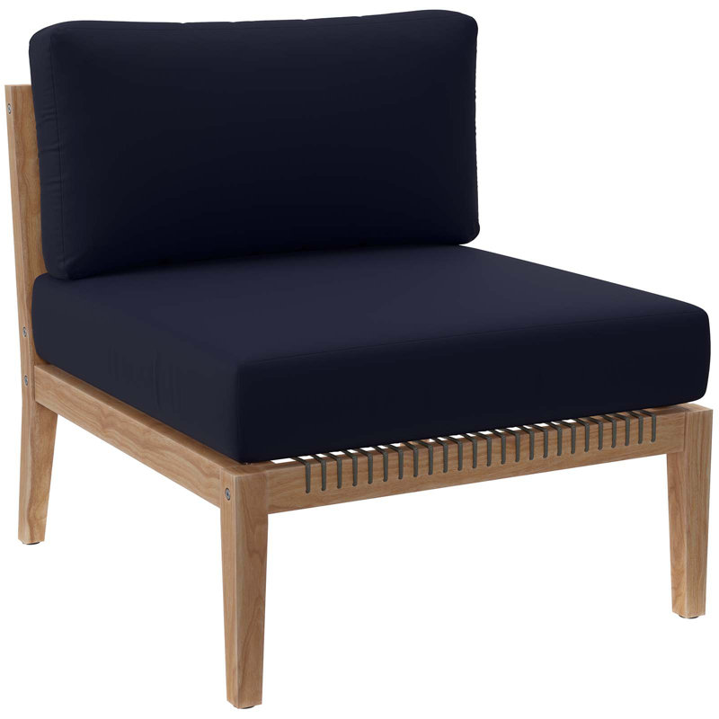 Clearwater Teak Wood 4-Piece Navy Outdoor Sectional Sofa