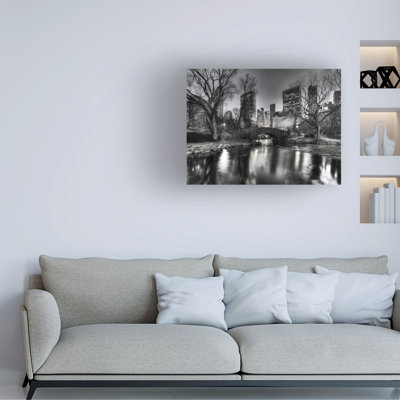 Wrapped Canvas Wall Art - Chris Bliss 'Central Park Evening' Wall Art for Living Room, Bedroom, or Office Décor  - 18x24