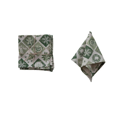 Artisan Botanical Cotton Linen Napkin Set