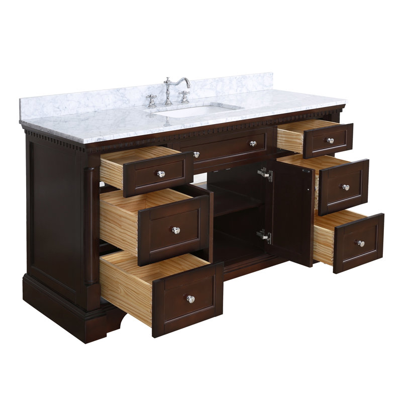 Fossen 60'' Single Bathroom Vanity with Top, Chocolate, Engineered Marble