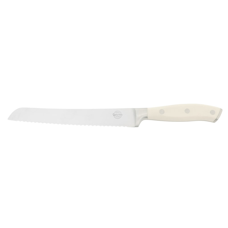 Couteau à pain en acier allemand Sur La Table Essential Kitchen, lame de 8 pouces en acier inoxydable - Couteau de cuisine professionnel avec manche blanc et manche forgé