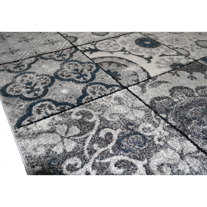 Tapis à motif géométrique gris Beaufort, Rectangle 7 pi 10 po x 9 pi 10 po