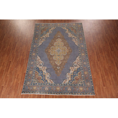 Handmade Blue Wool Traditional Area Rug 8x12