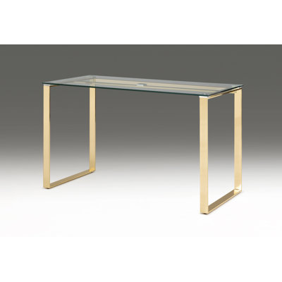 Mutchler Glass Top Metal Base Writing Desk