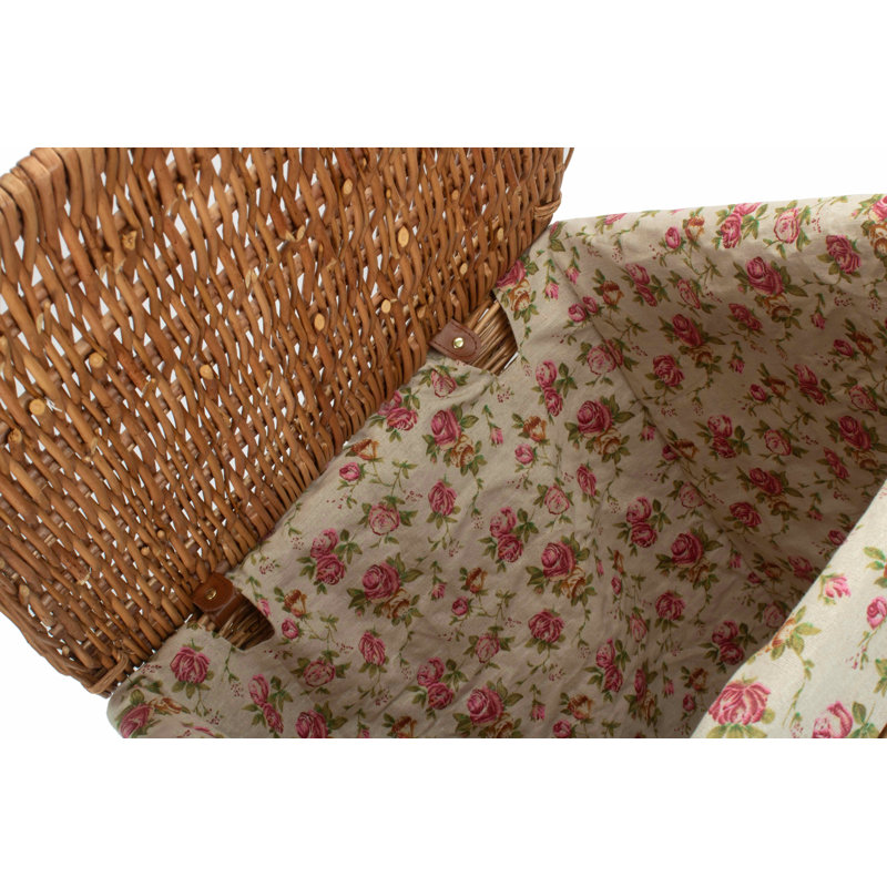 Wicker Square Laundry Basket with Lining, Large (61cm H x 46cm W x 46cm D), Light Steamed