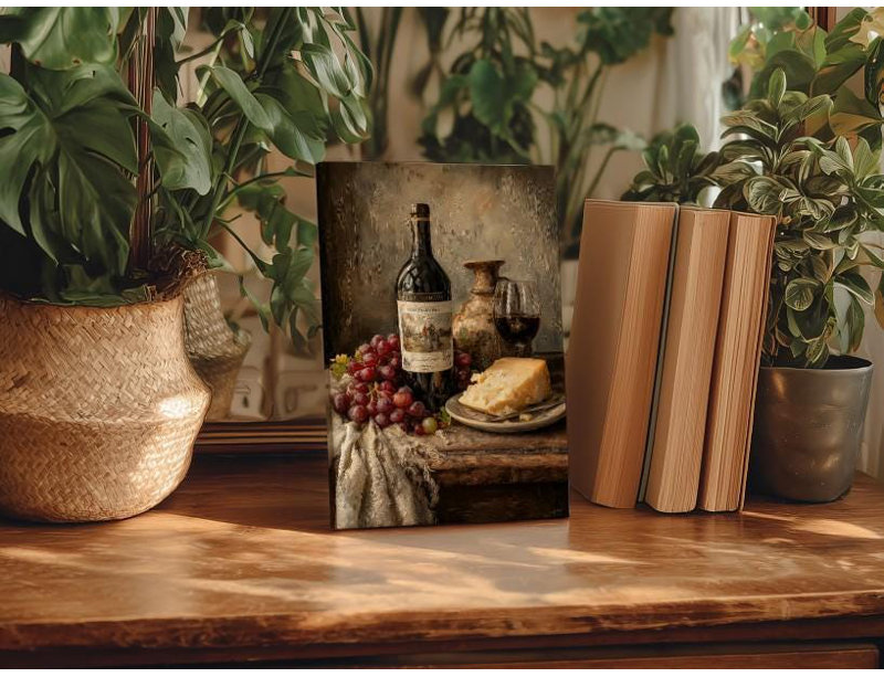 «Wine and Cheese Still Life», reproduction d'art sur toile Moody, H 60 po x l 40 po