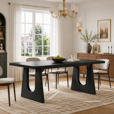Farmhouse Dining Table for 6-8, Large Rustic Rectangular Kitchen & Dinner Table with Solid Wood Legs, Vintage Centerpiece for Dining Room & Living Roo