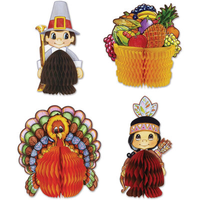 PMU Thanksgiving Decorative Playmates 5 inches Assorted Thanksgiving Party Accessory (4/pkg) Pkg/1