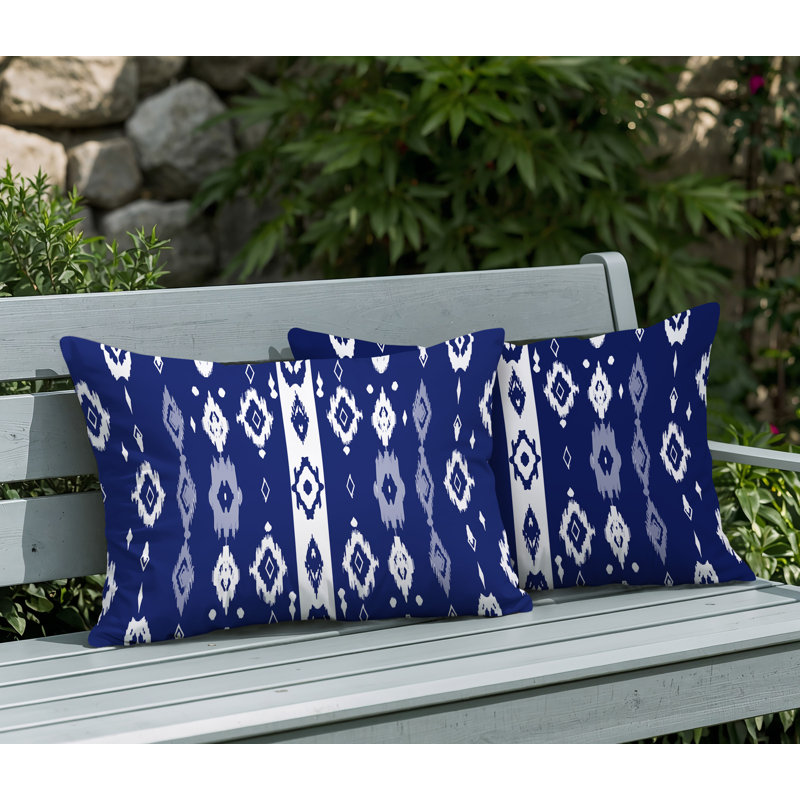 Oreiller réversible intérieur / extérieur Nita, 25 x 18, Navy Blue