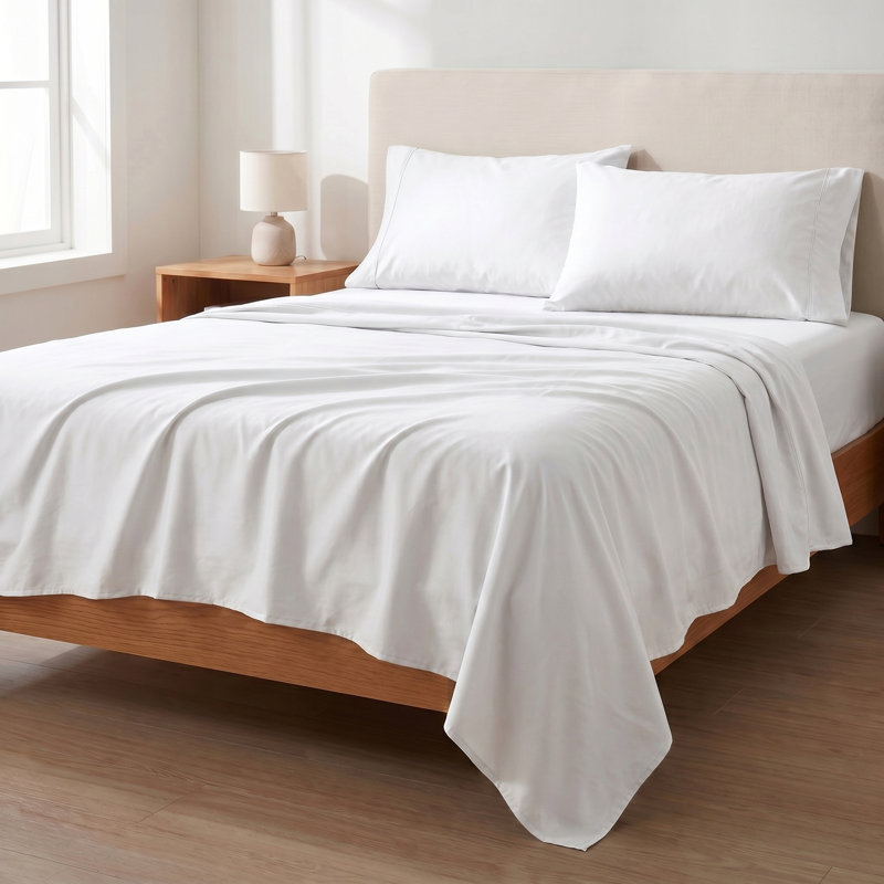 Ensemble de draps brossés hypoallergéniques, Ensemble de draps simple extra long avec 3 taies d, White