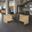 Inbox Zero Legacy 66 x 77 in. L Desk with Double Pedestal Drawer Unit- Noble Oak