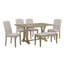 Ensemble de salle à manger de style campagnard, table à tréteaux et 4 chaises et banc rembourrés Shanequah-88581095-88581096-88581097