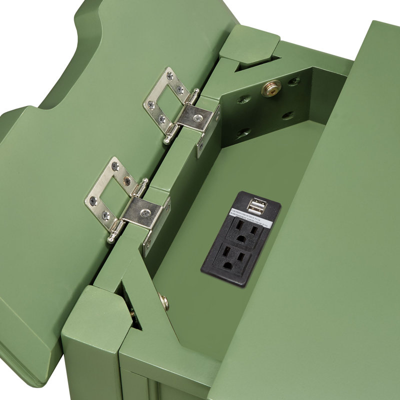 End Table with Power Outlet, Meadow Green