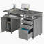 Bureau d'ordinateur complet avec rangement, gris