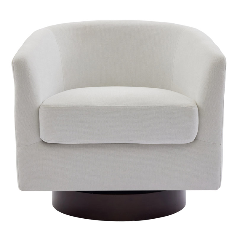 Upholstered Swivel Armchair, White