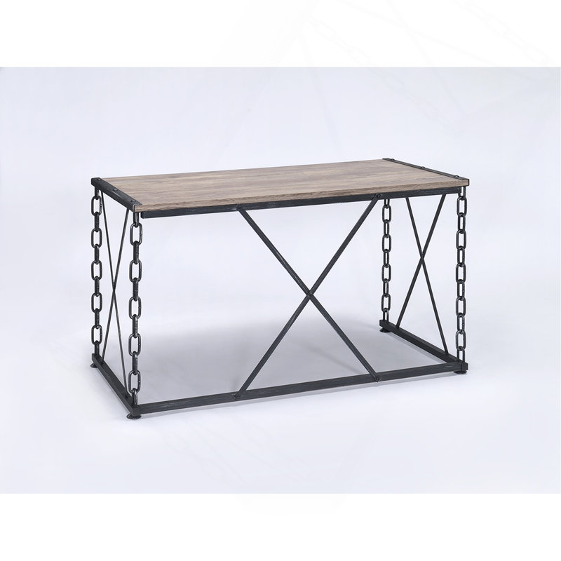 Rustic Oak & Antique Black Finish Writing Desk
