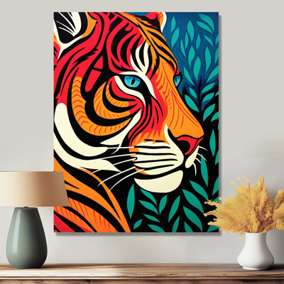 Portrait de tigre dans les bois, rétro - reproduction d'art mural tigre