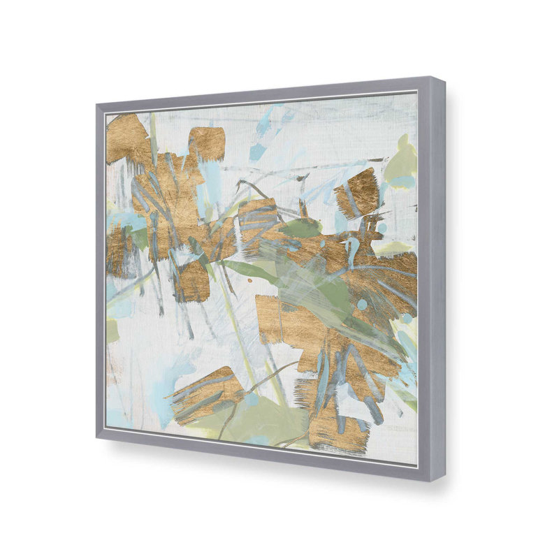«Blue Gold Ice II» par June Erica Vess, reproduction d'art, Argent argent, H 20 po x l 20 po