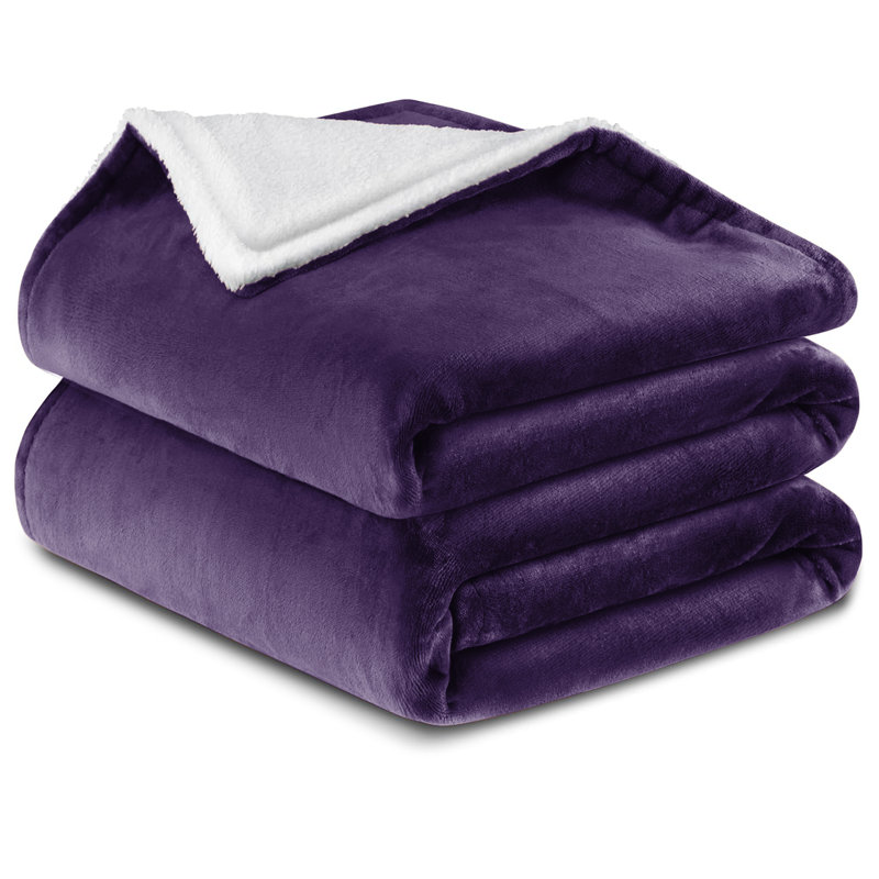 Haffa Reversible Sherpa Fleece Throw Blanket - Ultra-Soft, Warm & Cozy Comfort for All Seasons, Purple, 240cm x 200cm