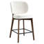 Tabouret de bar Mid-Century moderne, tabouret de bar rembourré en tissu avec dossier à oreilles, tabouret de bar à hauteur de comptoir sans accoudoirs avec pieds en bois, repose-pieds en métal, pour comptoir de bar pour îlot de cuisine, beige, simple-119619502-124824999