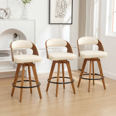 Chandler Modern Swivel Faux Leather Counter Stools (Set Of 3)