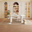 Bureau 77,7 po, table d'ordinateur blanc crème, bureau à domicile