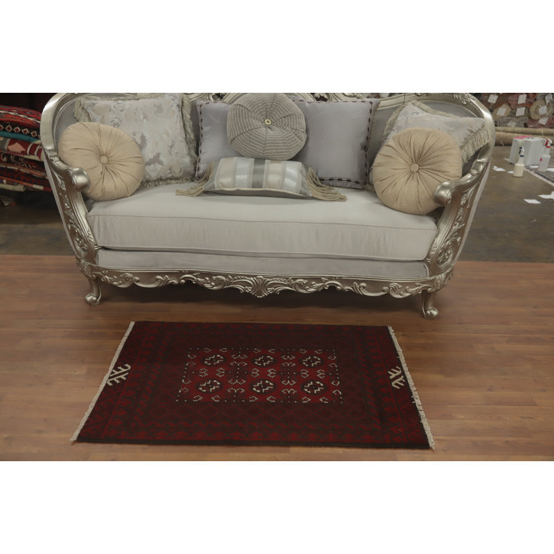 Tapis décoratif géométrique oriental afghan 3 x 4