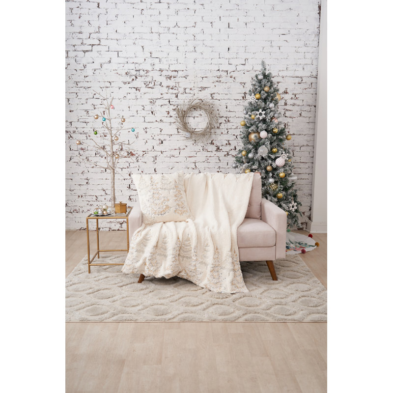 Frosted Trees Sherpa Throw Blanket