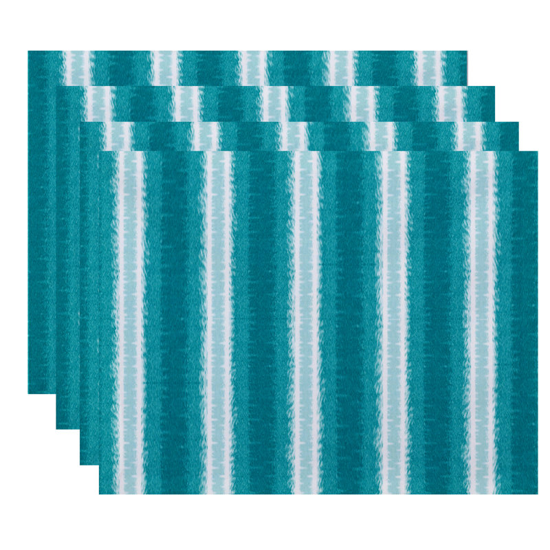 Hatch Polyester Striped Rectangle Placemat, Teal