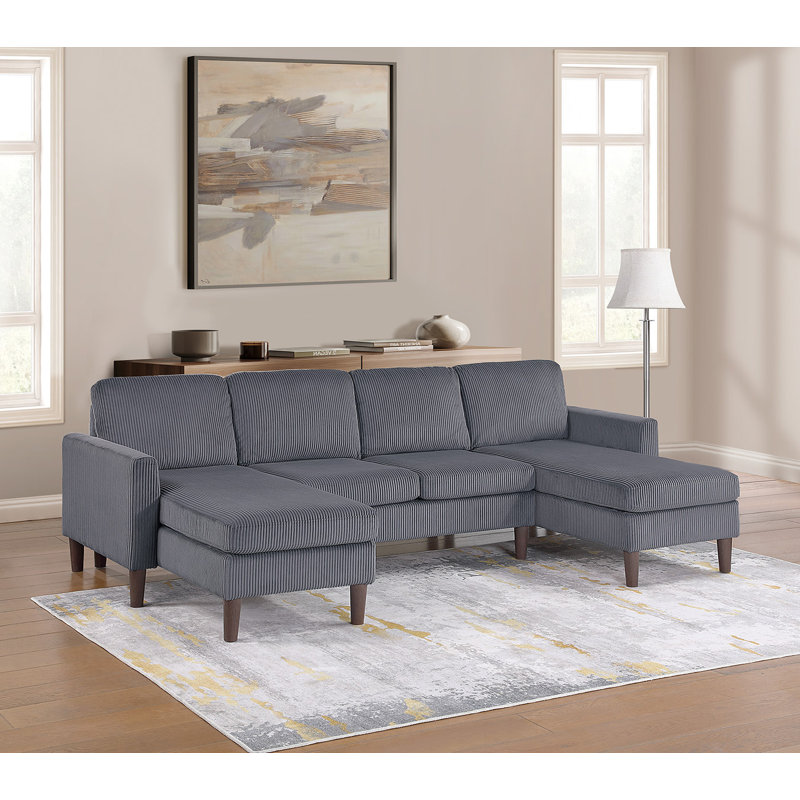 Ensemble modulaire 3 pièces, Velours côtelé gris