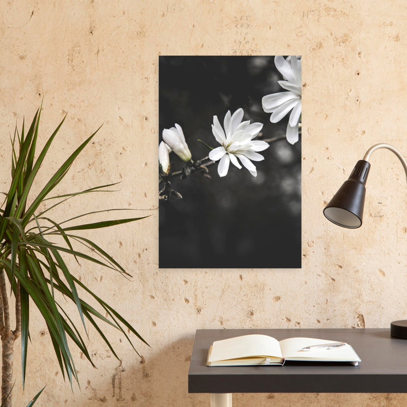 Fleurs blanches, art contemporain abstrait, H 24 po x l 16 po