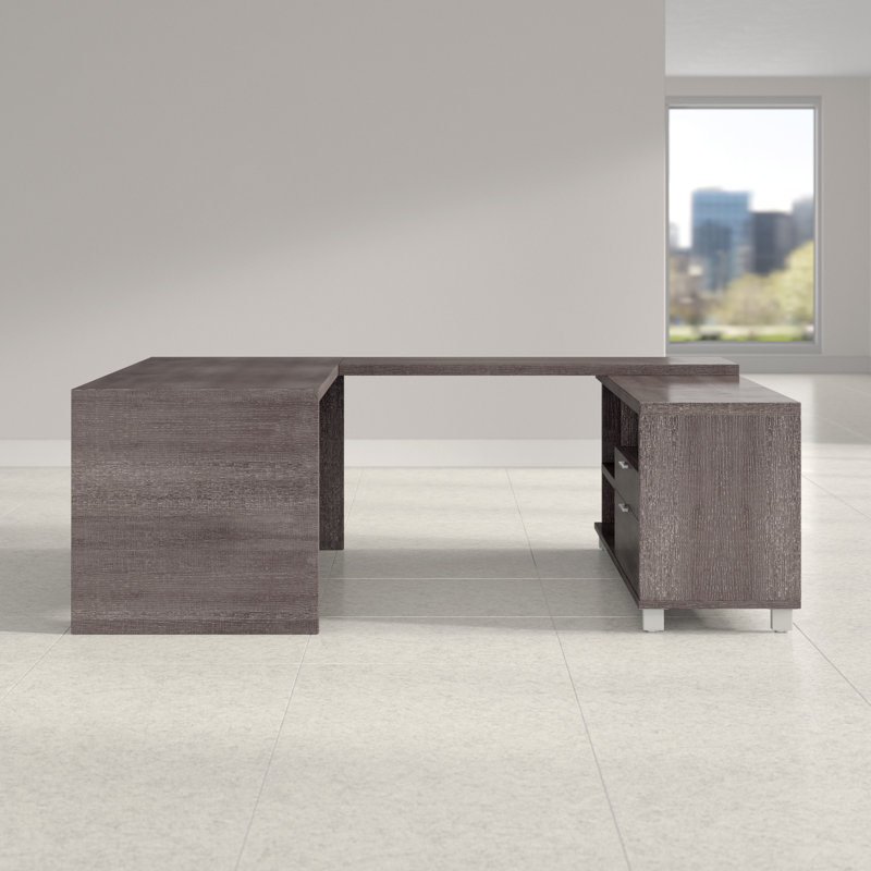 Bureau de direction en U réversible DeSandre, Écorce gris