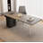 Sintered Stone Top Desk with Power Strip and Acrylic Legs-1899288148