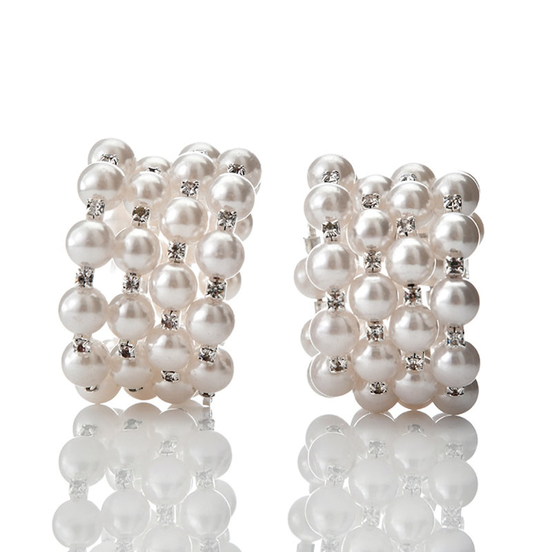 Ensemble d'anneaux de serviette perle avec accents de cristal pour un décor de table de salle à manger élégant - cadeau de Noël parfait