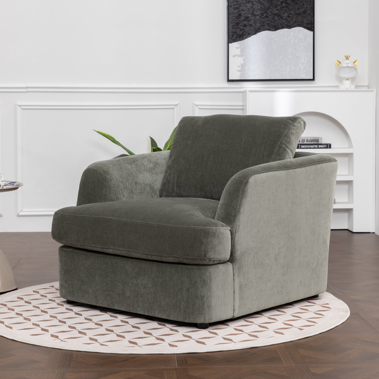 Alameda Velvet Barrel Chair, Juniper Velvet
