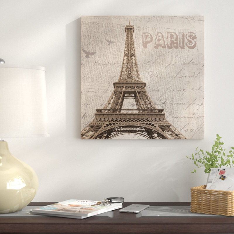 Paris I, impression sur toile tendue, H 18 po x l 18 po x P 1,5 po, Toile encadrée noire, Pas de tapis