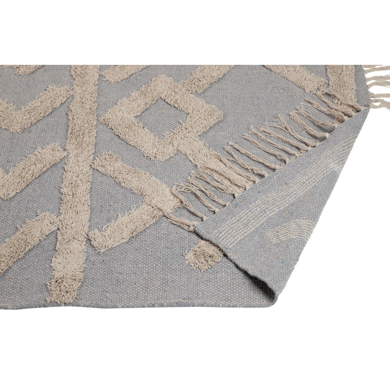 Rectangle 160 cm x 230 cm Geometric Cotton Hand Woven Area Rug