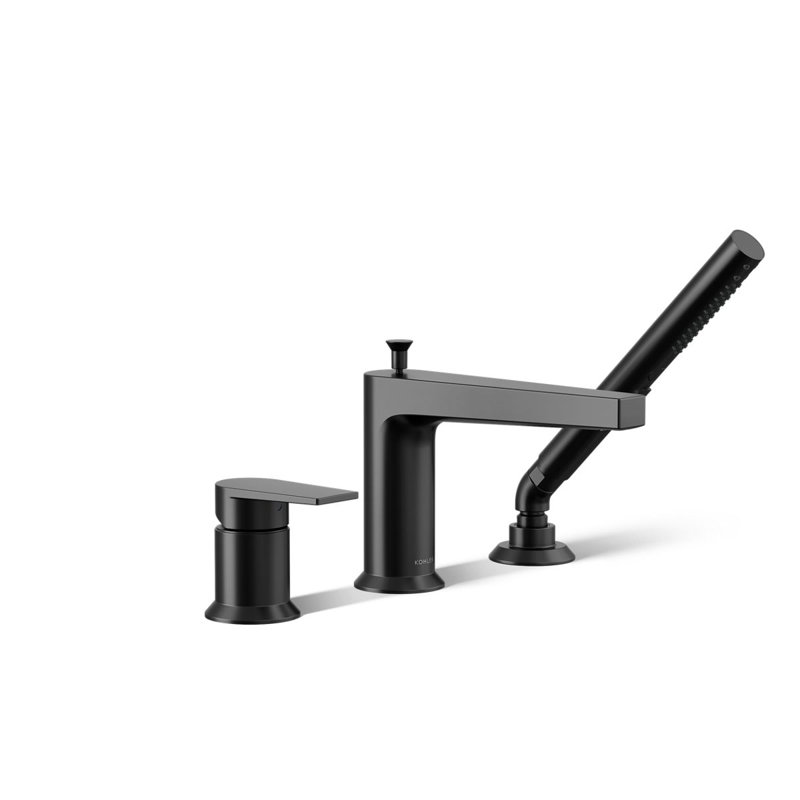 Taut Single Handle Deck Mounted Roman Tub Faucet with Diverter, Matte Black