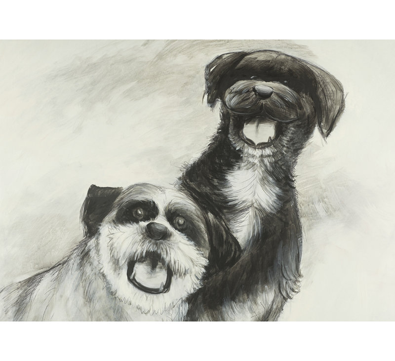 Happy dogs croquis - reproduction encadrée mate pour la décoration intérieure