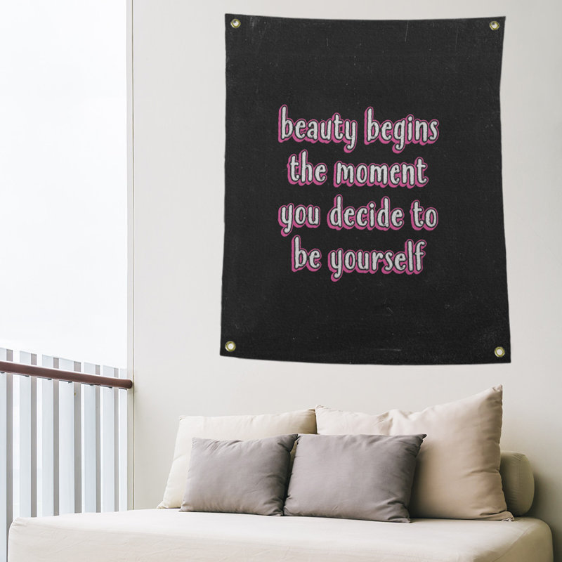 Tapisserie tableau noir en polyester véritable citation beauté, H 59 pi x l 50 po, Rose