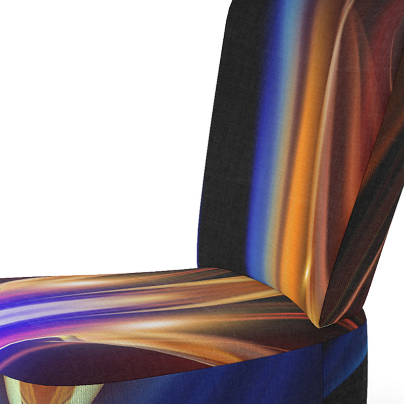 Accent Chair, Beige Floral Pattern Upholstered Decor - Beige Floral Pattern II, Dark Blue/Orange/Purple