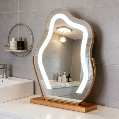 Miroir de maquillage ， Miroir de salle de bain avec lumières Power Alimentation CA à brancher