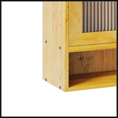 Retro 2 Door Sliding Cabinet with Three Layers of Storage, Perfect for Bathrooms, Kitchens, and Dining Rooms