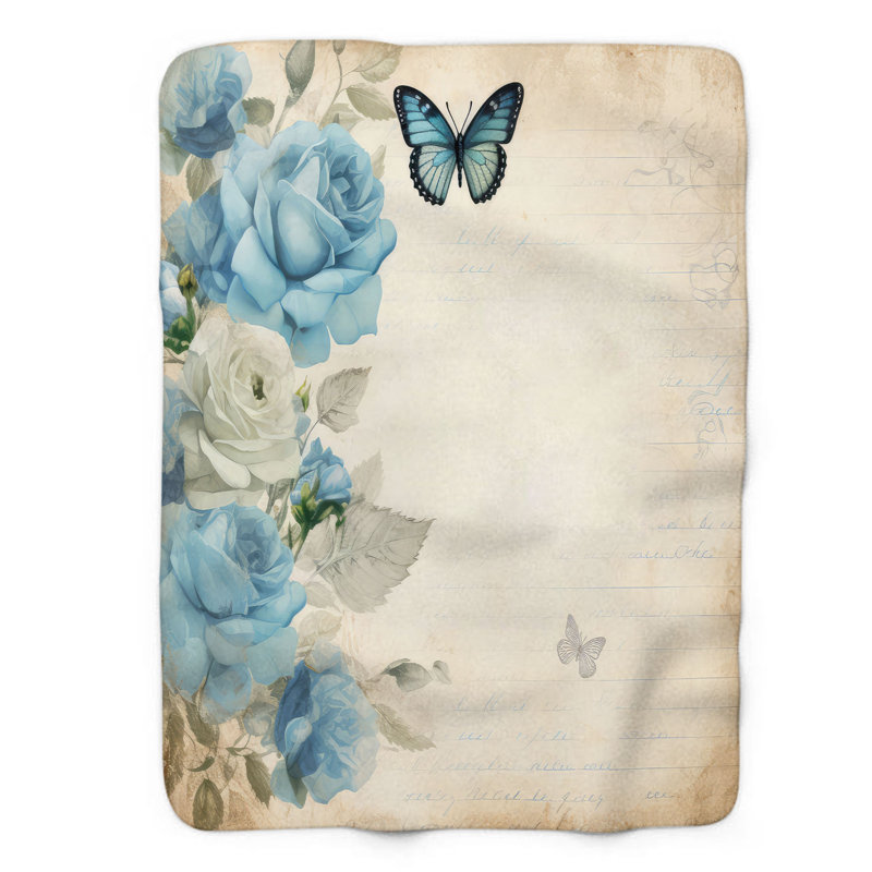 Jeté papillon 1 pièce Heavenly Blue Butterfly, L 60 po x L 80 po