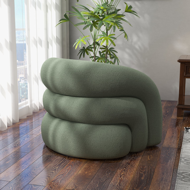 Upholstered Swivel Barrel Chair, Green